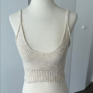 Pins & Needles Cream Knit Scoop Neck Crop Tank